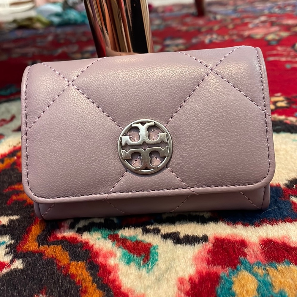 Tory Burch Willa Soft Quilt Card Case in Catmint